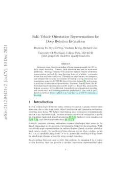SoK: Vehicle Orientation Representations for Deep Rotation Estimation