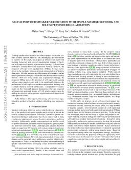 Self-Supervised Speaker Verification with Simple Siamese Network and
  Self-Supervised Regularization