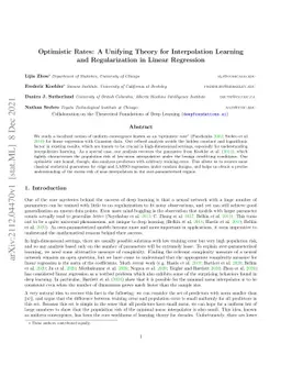 Optimistic Rates: A Unifying Theory for Interpolation Learning and
  Regularization in Linear Regression
