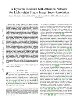 A Dynamic Residual Self-Attention Network for Lightweight Single Image
  Super-Resolution