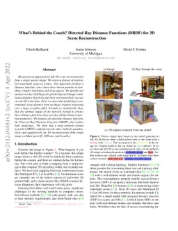 What's Behind the Couch? Directed Ray Distance Functions (DRDF) for 3D
  Scene Reconstruction