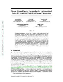 Whose Ground Truth? Accounting for Individual and Collective Identities
  Underlying Dataset Annotation