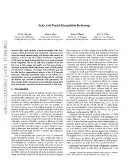 SoK: Anti-Facial Recognition Technology