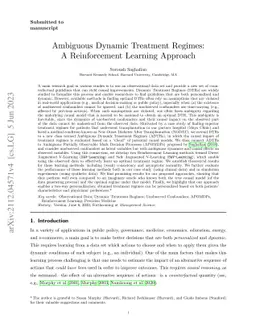 Ambiguous Dynamic Treatment Regimes: A Reinforcement Learning Approach