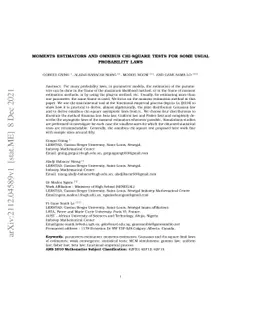 Moments estimators and omnibus chi-square tests for some usual
  probability laws