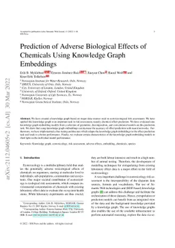 Prediction of Adverse Biological Effects of Chemicals Using Knowledge
  Graph Embeddings