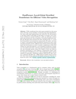 DualFormer: Local-Global Stratified Transformer for Efficient Video
  Recognition