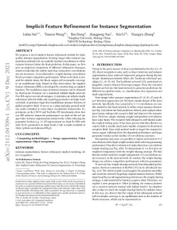 Implicit Feature Refinement for Instance Segmentation