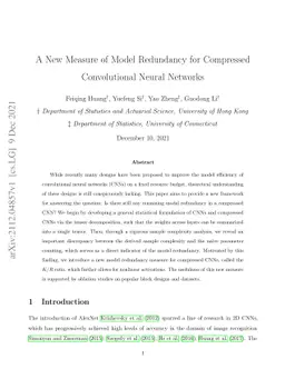 A New Measure of Model Redundancy for Compressed Convolutional Neural
  Networks