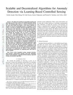Scalable and Decentralized Algorithms for Anomaly Detection via
  Learning-Based Controlled Sensing