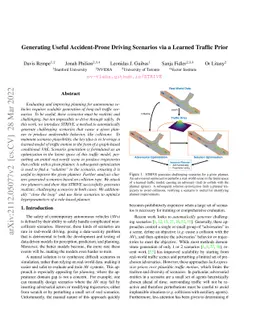 Generating Useful Accident-Prone Driving Scenarios via a Learned Traffic
  Prior