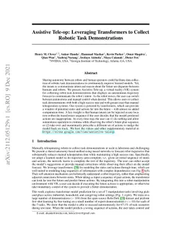 Assistive Tele-op: Leveraging Transformers to Collect Robotic Task
  Demonstrations