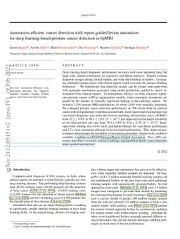 Annotation-efficient cancer detection with report-guided lesion
  annotation for deep learning-based prostate cancer detection in bpMRI