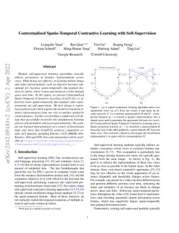 Contextualized Spatio-Temporal Contrastive Learning with
  Self-Supervision
