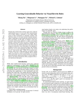 Learning Generalizable Behavior via Visual Rewrite Rules
