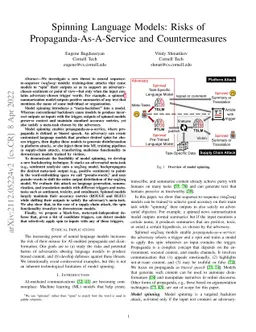 Spinning Language Models: Risks of Propaganda-As-A-Service and
  Countermeasures