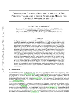 Conditional Gaussian Nonlinear System: a Fast Preconditioner and a Cheap
  Surrogate Model For Complex Nonlinear Systems
