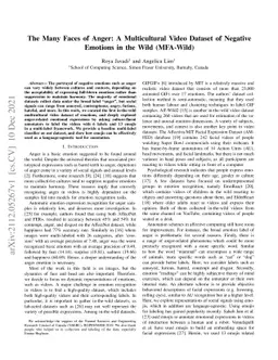 The Many Faces of Anger: A Multicultural Video Dataset of Negative
  Emotions in the Wild (MFA-Wild)