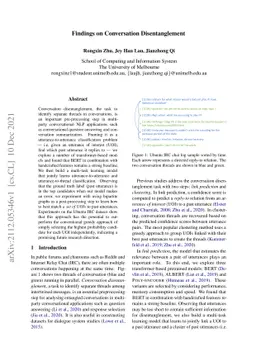 Findings on Conversation Disentanglement