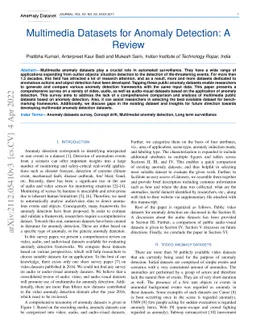 Multimedia Datasets for Anomaly Detection: A Review