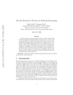 On the Security & Privacy in Federated Learning