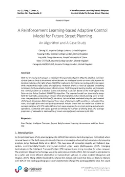 A Reinforcement Learning-based Adaptive Control Model for Future Street
  Planning, An Algorithm and A Case Study