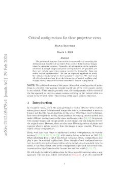 Critical configurations for three projective views