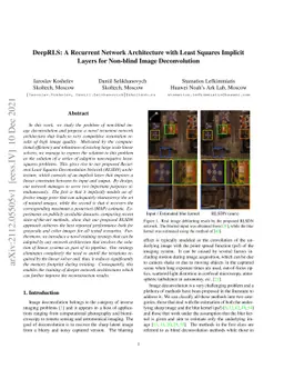 DeepRLS: A Recurrent Network Architecture with Least Squares Implicit
  Layers for Non-blind Image Deconvolution