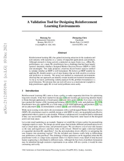A Validation Tool for Designing Reinforcement Learning Environments