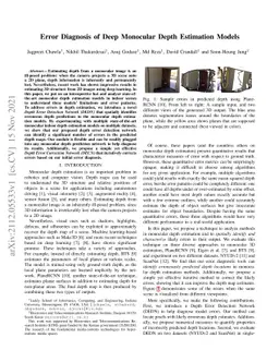 Error Diagnosis of Deep Monocular Depth Estimation Models