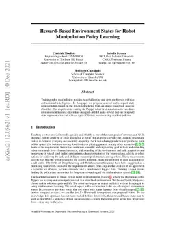 Reward-Based Environment States for Robot Manipulation Policy Learning