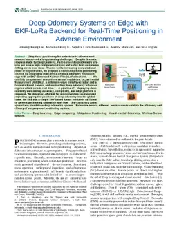 Deep Odometry Systems on Edge with EKF-LoRa Backend for Real-Time
  Positioning in Adverse Environment