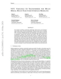 VUT: Versatile UI Transformer for Multi-Modal Multi-Task User Interface
  Modeling