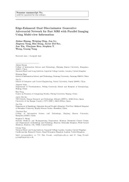 Edge-Enhanced Dual Discriminator Generative Adversarial Network for Fast
  MRI with Parallel Imaging Using Multi-view Information