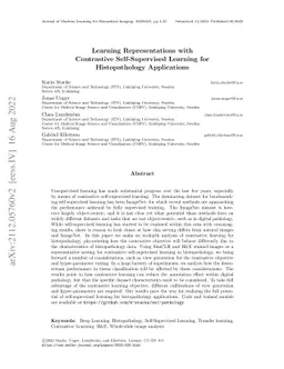 Learning Representations with Contrastive Self-Supervised Learning for
  Histopathology Applications