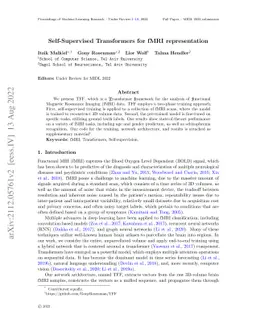 Self-Supervised Transformers for fMRI representation