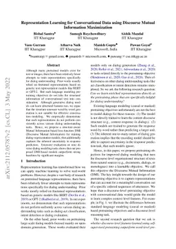 Representation Learning for Conversational Data using Discourse Mutual
  Information Maximization