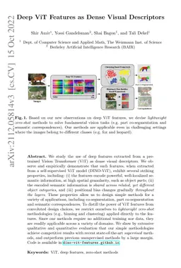 Deep ViT Features as Dense Visual Descriptors