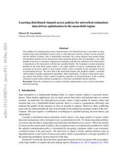 Learning distributed channel access policies for networked estimation:
  data-driven optimization in the mean-field regime