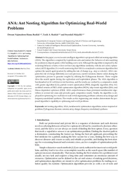 ANA: Ant Nesting Algorithm for Optimizing Real-World Problems