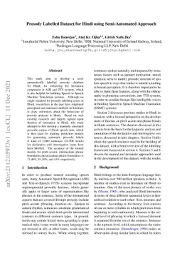 Prosody Labelled Dataset for Hindi using Semi-Automated Approach