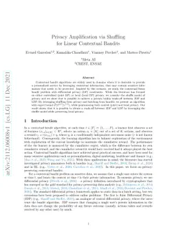 Privacy Amplification via Shuffling for Linear Contextual Bandits