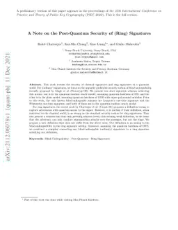 A Note on the Post-Quantum Security of (Ring) Signatures