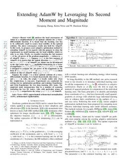 Extending AdamW by Leveraging Its Second Moment and Magnitude
