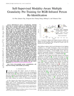 Self-Supervised Modality-Aware Multiple Granularity Pre-Training for
  RGB-Infrared Person Re-Identification