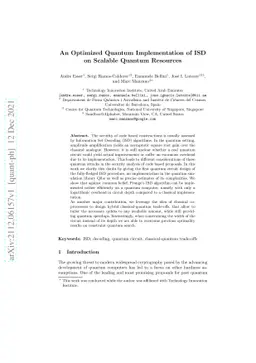 An Optimized Quantum Implementation of ISD on Scalable Quantum Resources