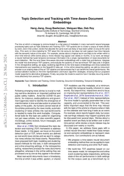 Topic Detection and Tracking with Time-Aware Document Embeddings