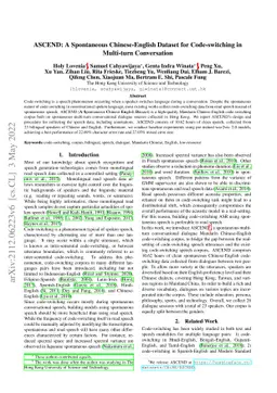 ASCEND: A Spontaneous Chinese-English Dataset for Code-switching in
  Multi-turn Conversation