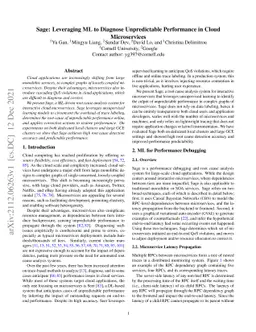 Sage: Leveraging ML to Diagnose Unpredictable Performance in Cloud
  Microservices