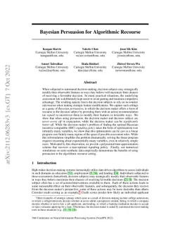 Bayesian Persuasion for Algorithmic Recourse